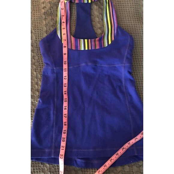 Womens Lululemon Scoop Neck Tank Royal Blue and Stripes Size 4 - Picture 10 of 11